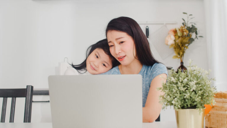 Young Asian businesswoman serious, stress, tired and sick while